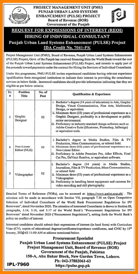 PULSE Project Request for Expression of Interest – Individual Consultants